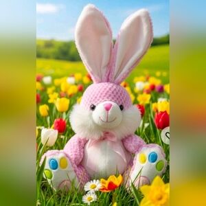 Pink BUNNY RABBIT Chrisha Creations Playful Plush 2009 16" soft stuffed